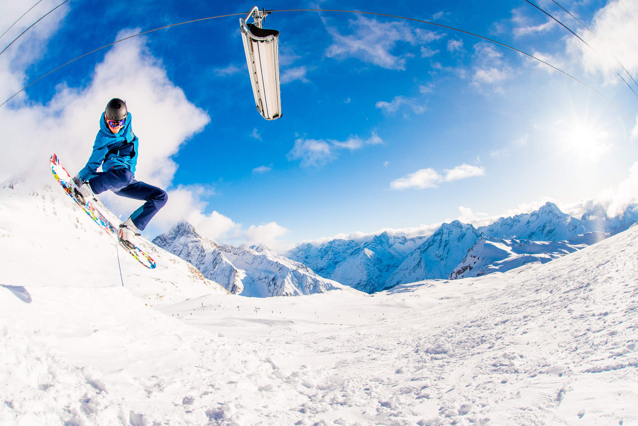 Snowboarder auf der Piste